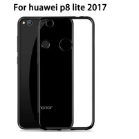 Луксозен силиконов гръб ТПУ кристално прозрачен за Huawei Honor 8 Lite PRA-LX1 / Huawei P9 Lite 2017 PRA-LX1 / Huawei P8 Lite 2017 PRA-LX1 черен кант